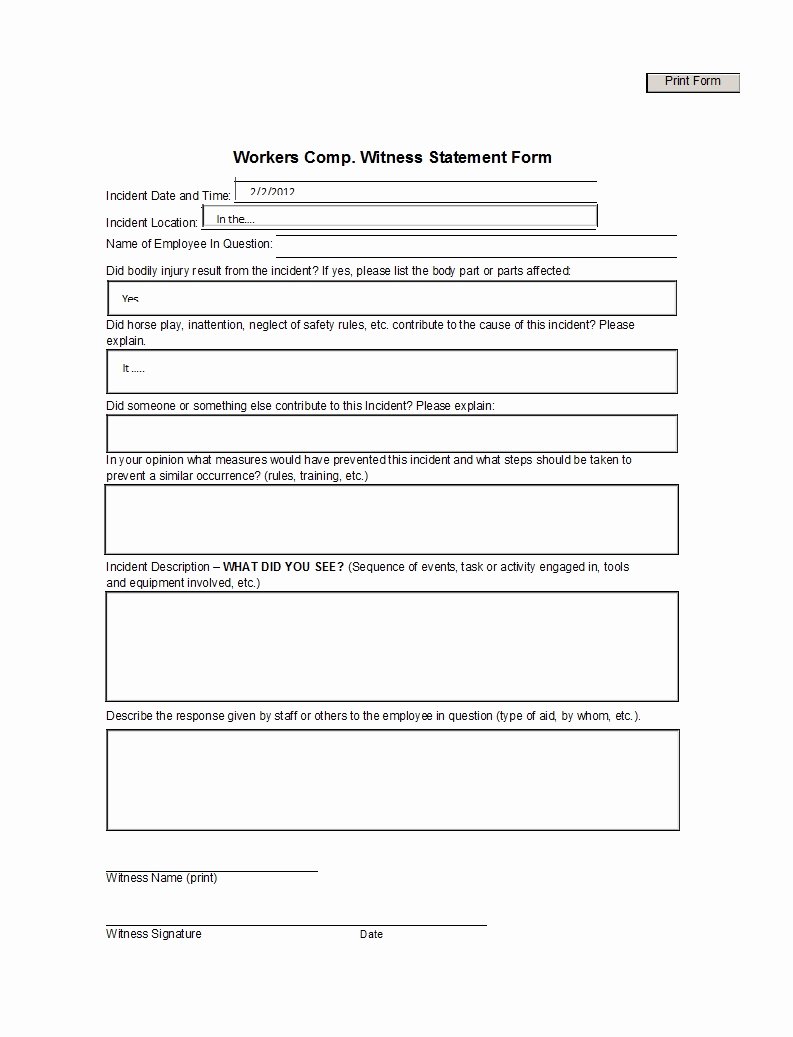 Witness Statement form Template Luxury 50 Professional Witness Statement forms &amp; Templates