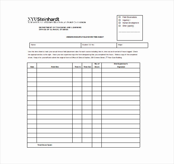 Work Hour Sheet Beautiful Timesheet Templates – 35 Free Word Excel Pdf Documents