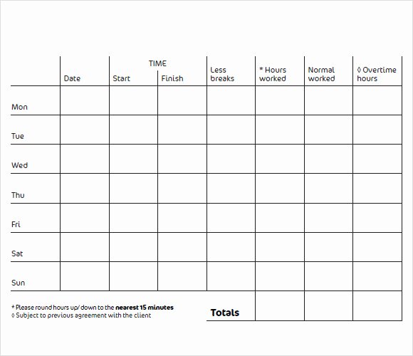 Work Hour Sheet Best Of 9 Blank Timesheet Templates Free Sample Example format