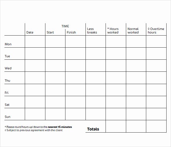 Work Hour Sheet Best Of 9 Blank Timesheet Templates Free Sample Example format