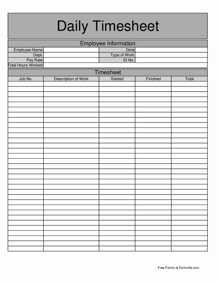 Work Hour Sheet Elegant Basic Daily Timesheet 1 728×942