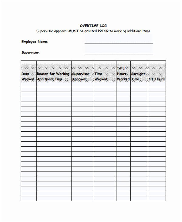 Work Hours Log Sheet Best Of Overtime Sheet Templates 11 Free Word Pdf format