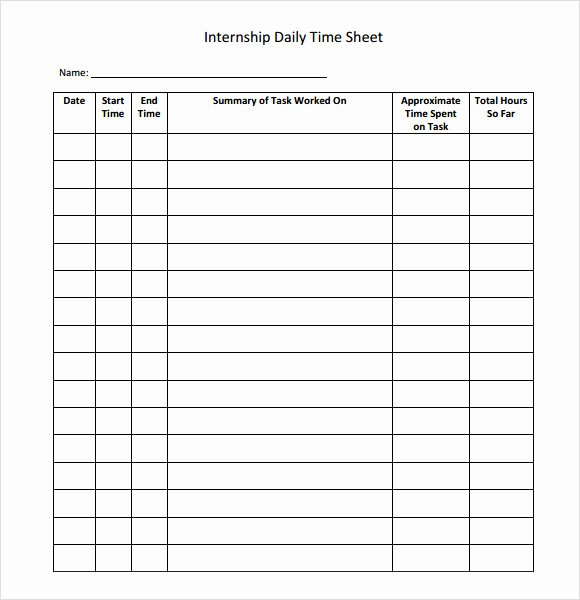 Work Hours Log Sheet Fresh 7 Daily Timesheet Templates Free Sample Example format