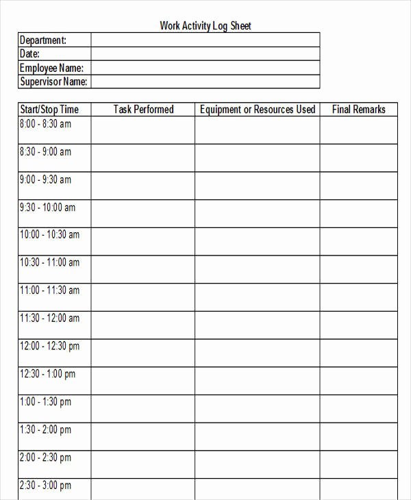 Work Hours Log Sheet Inspirational 35 Daily Log Samples &amp; Templates