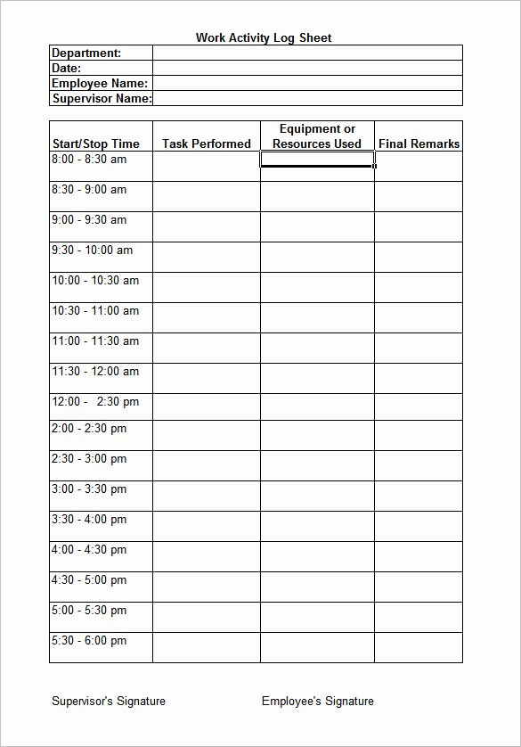 Work Hours Log Sheet Unique Work Log Template – 7 Free Word Excel Pdf Documents