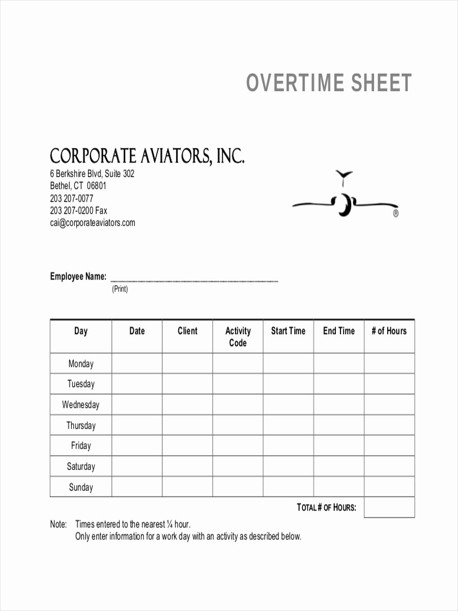 Work Hours Sheet Best Of 5 Examples Of Overtime Sheets