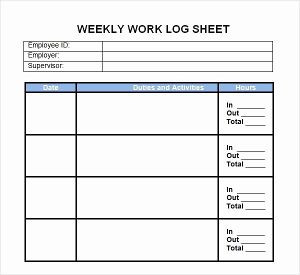 Work Hours Sheet Elegant Work Log Template 5 Free Pdf Doc Download