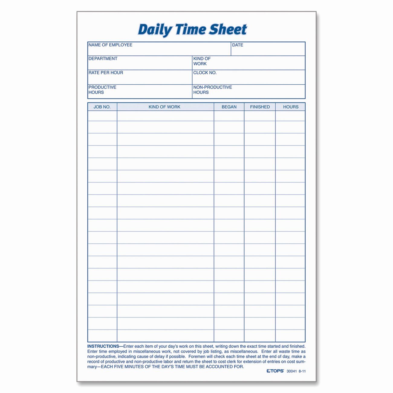 Work Hours Sheet New Daily Task Sheet for Employee