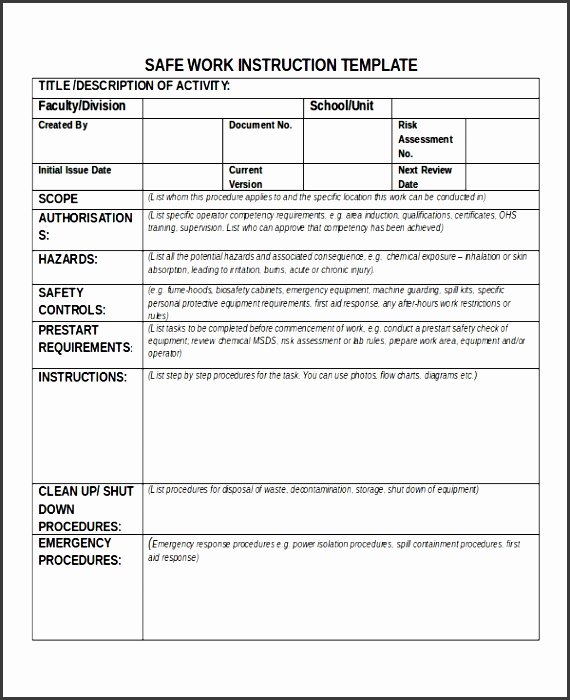 Work Instruction Template Word Best Of 7 Training Guide Instruction Template Sampletemplatess