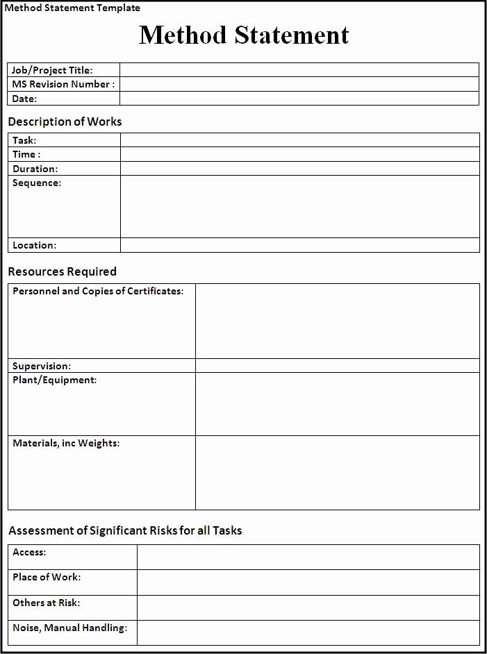 Work Instruction Template Word Fresh Method Statement Template