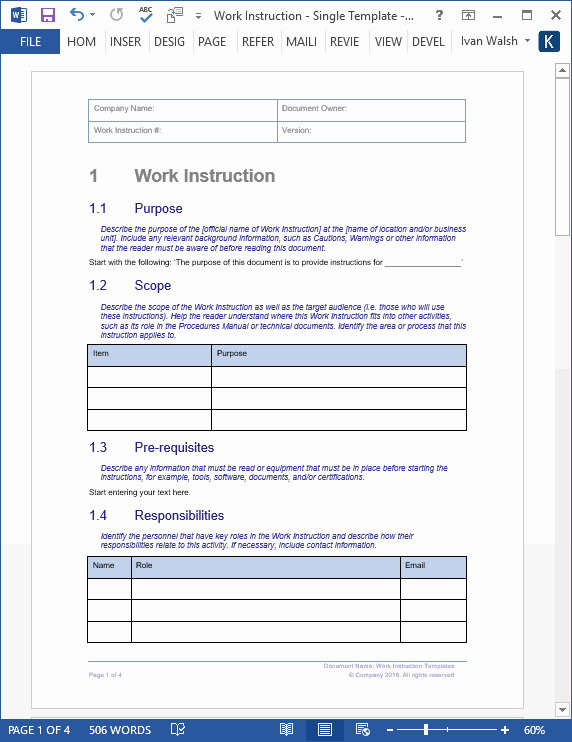 Work Instruction Template Word Unique How to Write Work Instructions
