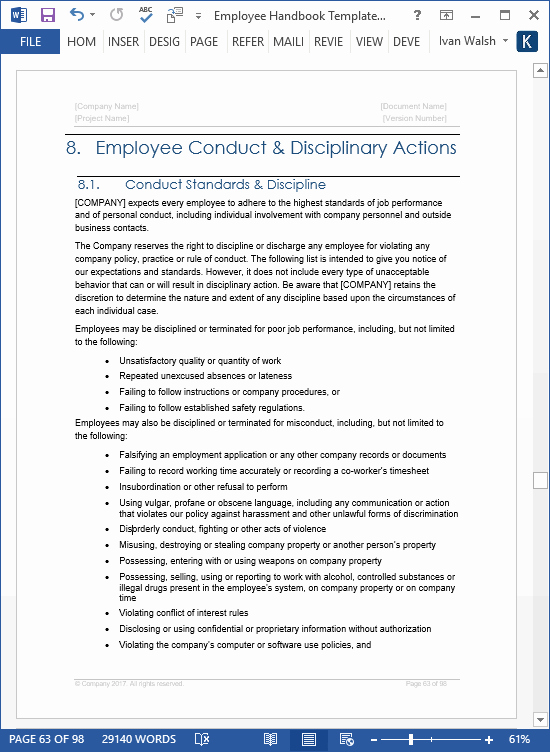 Work Instructions Template Word Awesome Employee Handbook Template – Download 100 Pg Ms Word