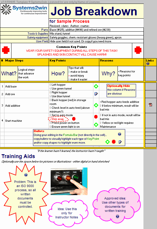 Work Instructions Template Word Elegant Twi Job Breakdown Sheet Excel Template