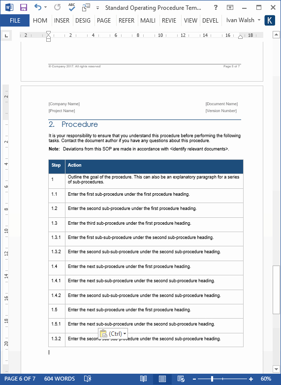 Work Instructions Template Word Fresh Work Instruction Template software