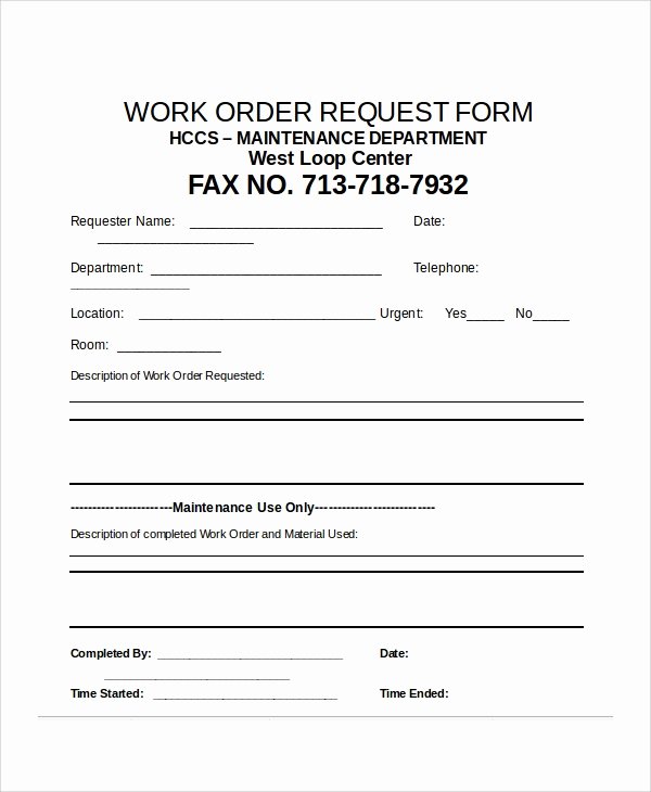 Work order Request Awesome 12 Sample Excel Request forms