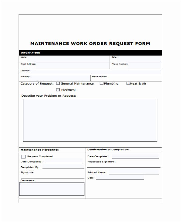 Work order Request Elegant 6 Maintenance Work order form Sample Free Sample