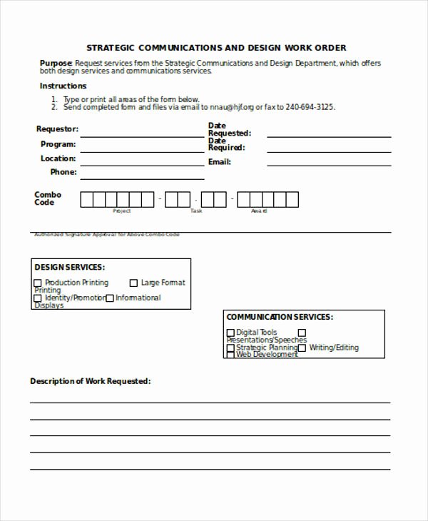 Work order Request Fresh Work order form In Word