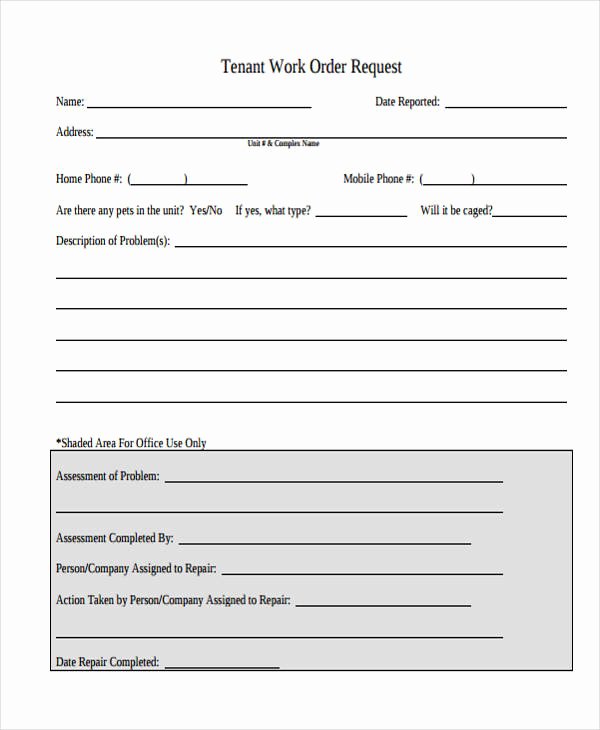 Work order Request Lovely 22 Work order form Template