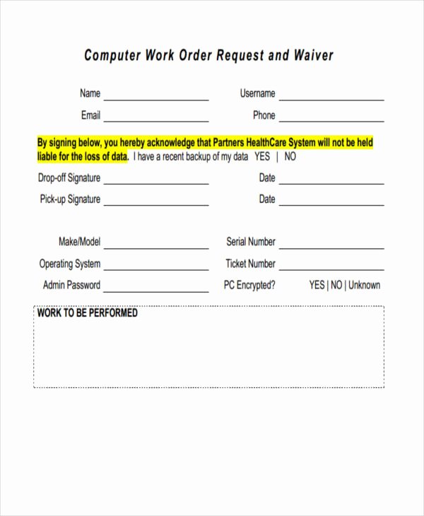 Work order Request Luxury 20 Sample Work order forms