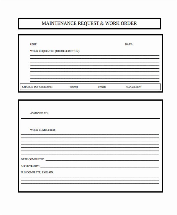 Work order Request New 6 Maintenance Work order form Sample Free Sample