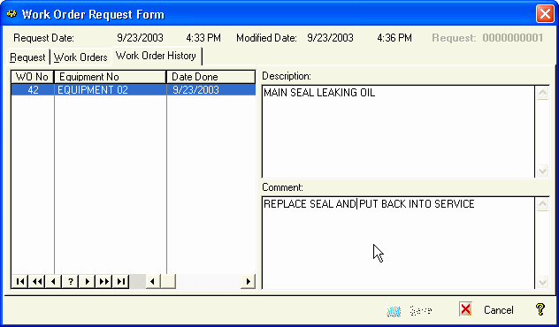 Work order Request Unique Cogz Cmms software Version 4 35