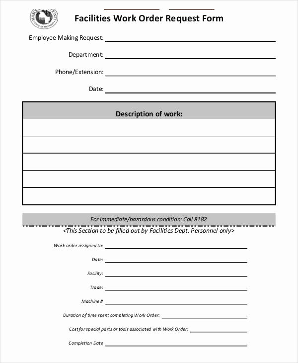 Work order Request Unique Free Work order forms