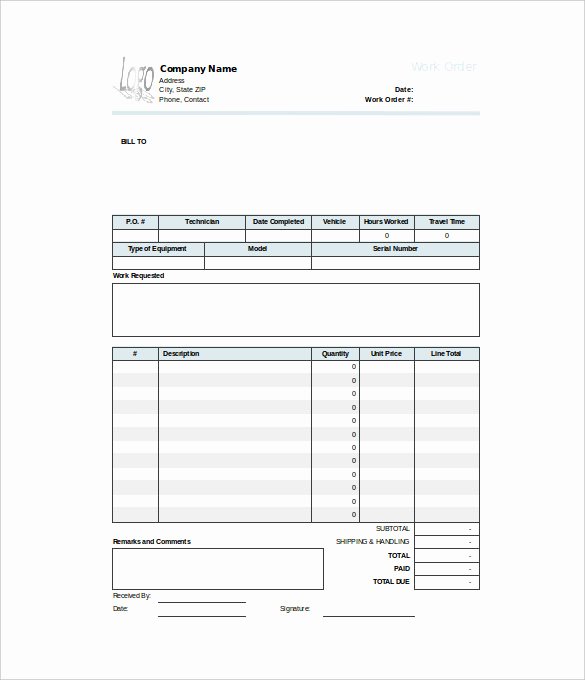 Work order Template Word Fresh Work order Template 23 Free Word Excel Pdf Document