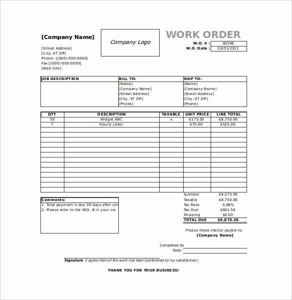 Work order Template Word Luxury Work order Template 23 Free Word Excel Pdf Document