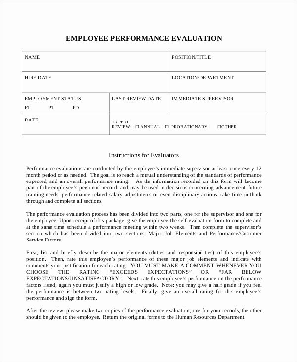 Work Performance Examples Elegant 7 Sample Work Performance Evaluations