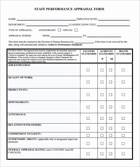 Work Performance Examples Fresh 13 Employee Evaluation form Sample – Free Examples