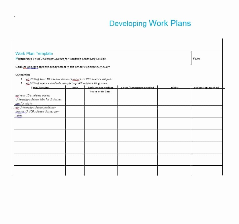 Work Plan Template Excel Beautiful Work Plan 40 Great Templates &amp; Samples Excel Word