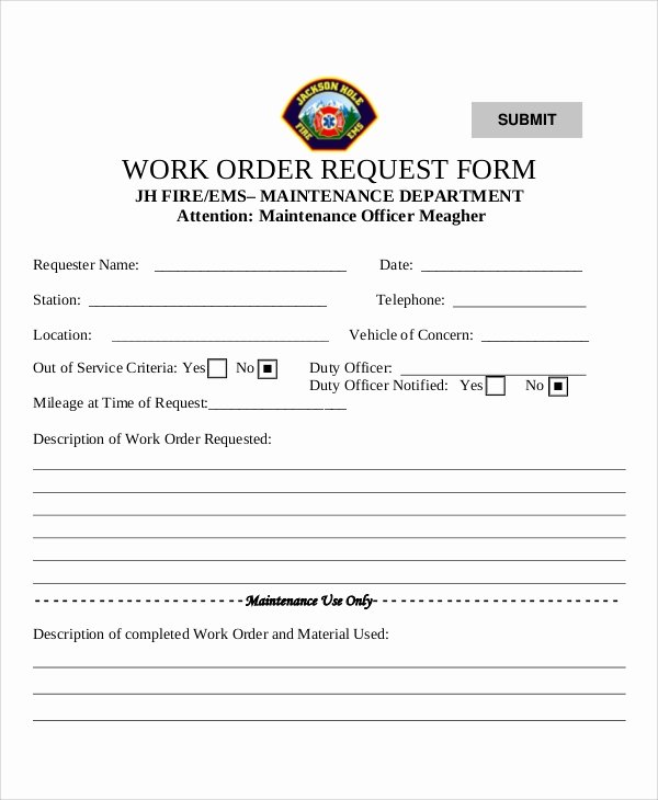 Work Request form Elegant Sample Work Request form 9 Examples In Word Pdf