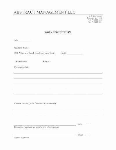 Work Request form Lovely Work Request form