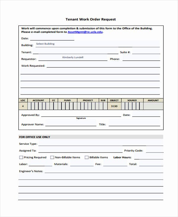 Work Request form New 22 Work order form Template