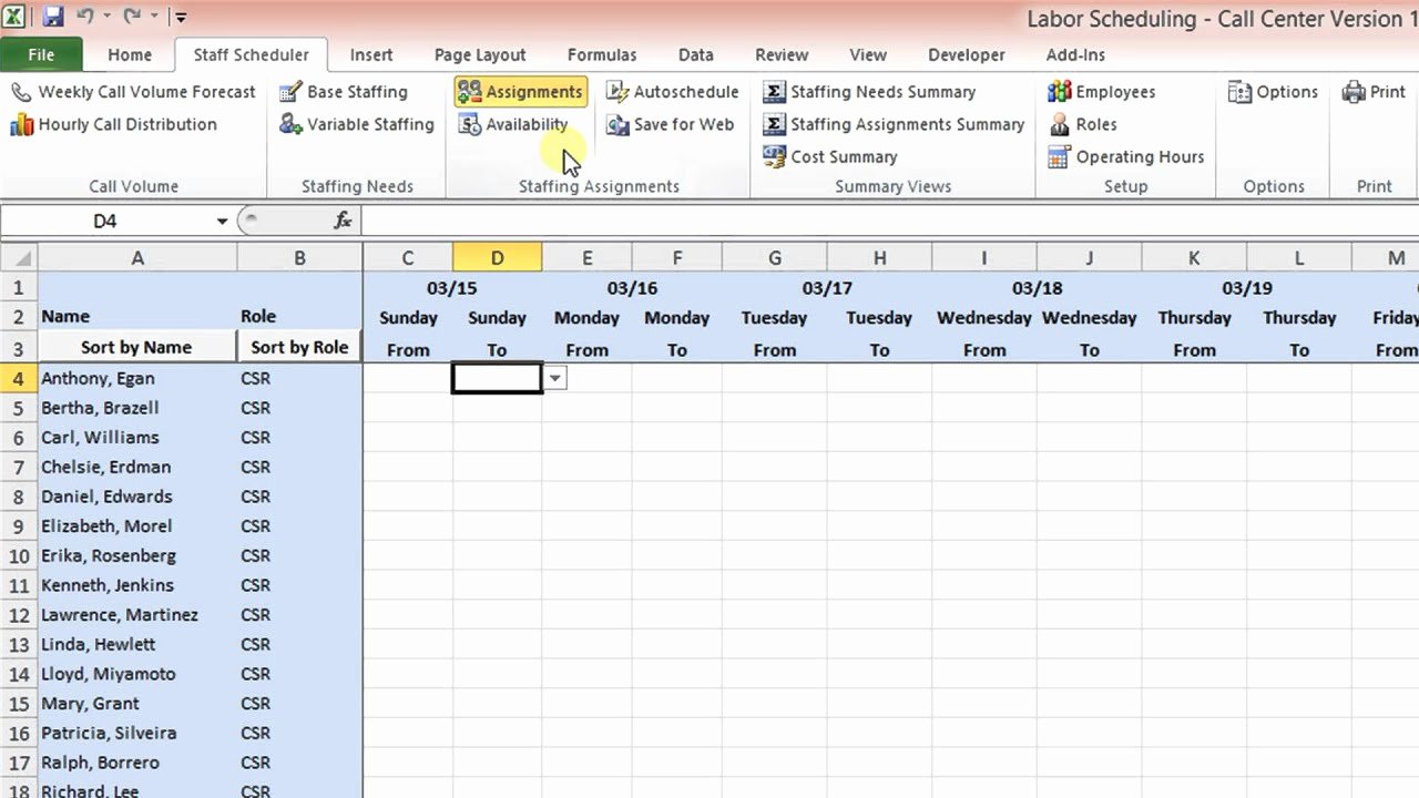 Workforce Planning Template Excel Fresh Labor Scheduling Template for Excel Call Center Version