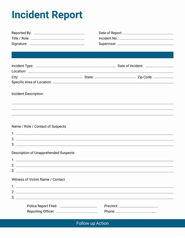 Workplace Incident Report form Template Free Beautiful 33 Incident Report format