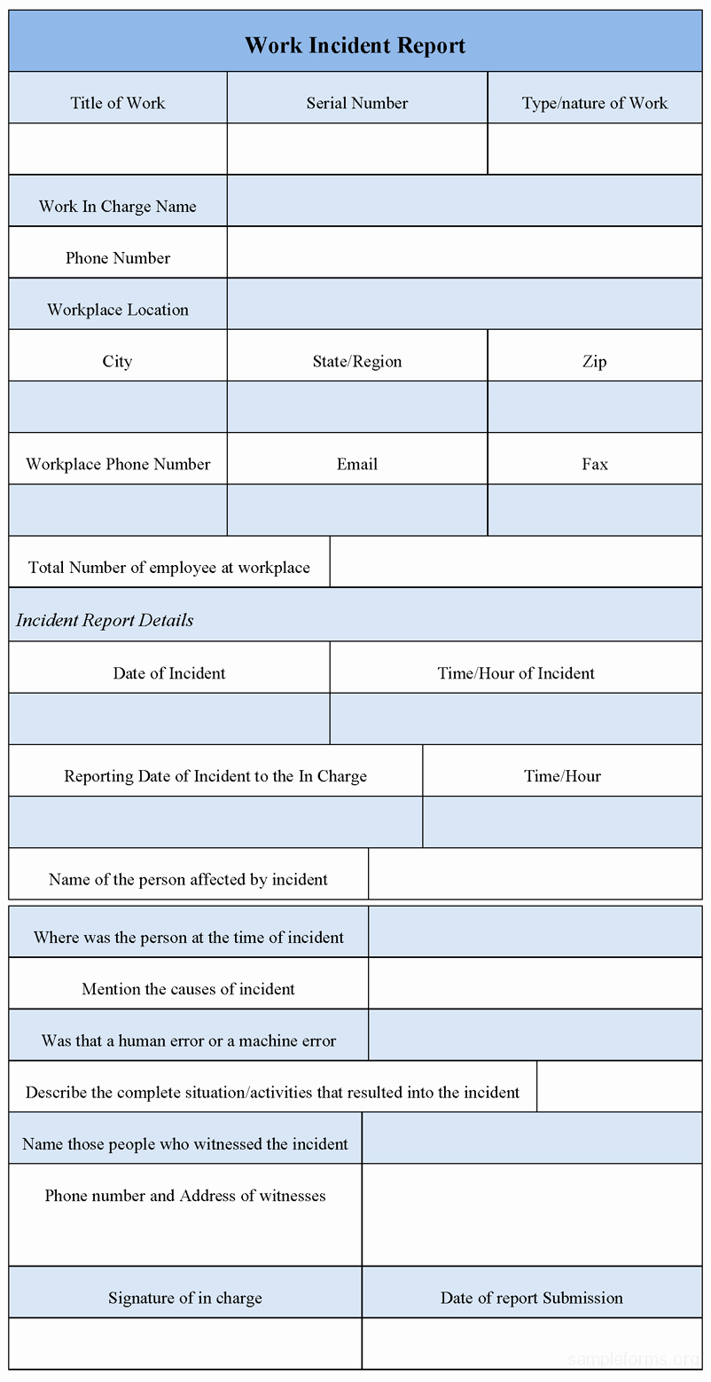 Workplace Incident Report form Template Free Beautiful Best S Of Work Incident Report form Workplace