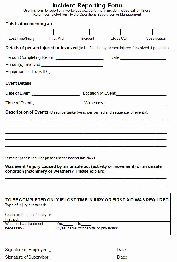 Workplace Incident Report form Template Free Beautiful Best S Of Work Incident Report Template Accident