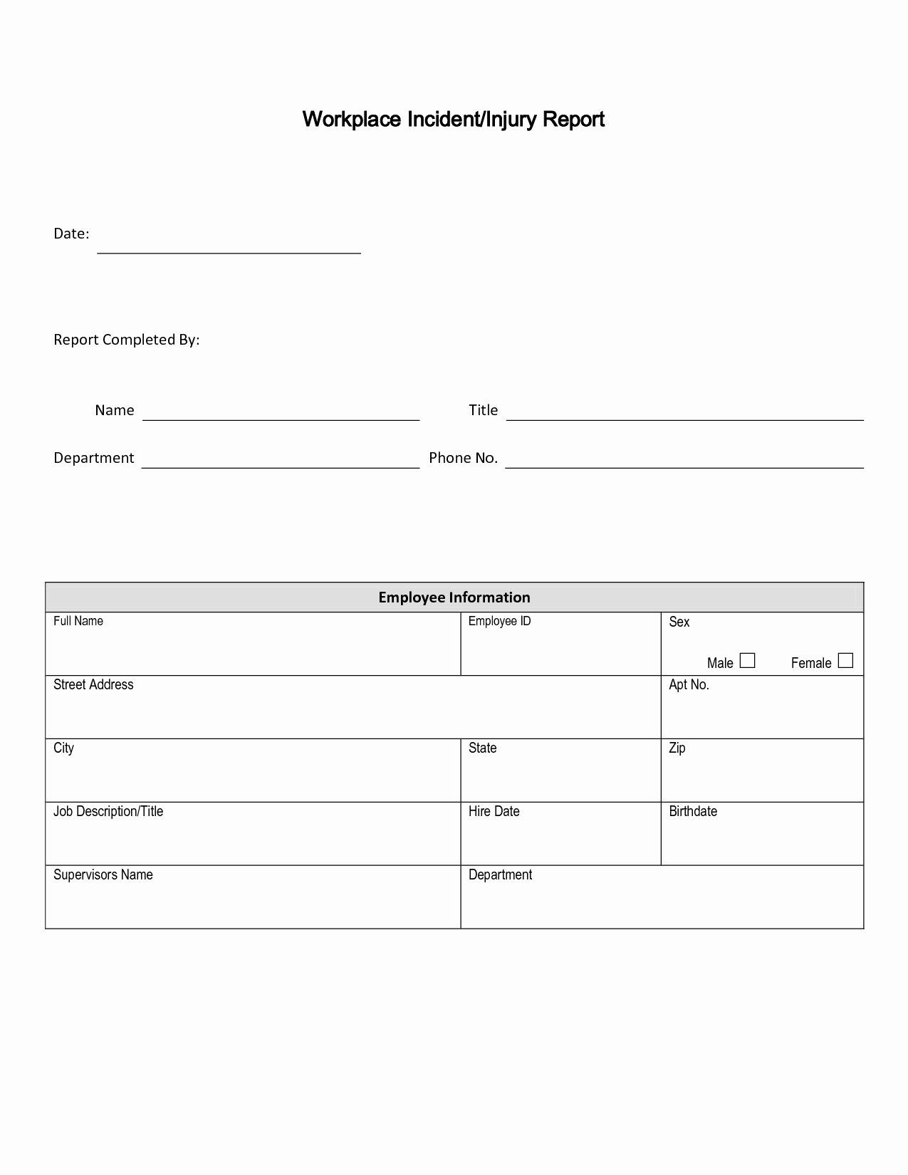 Workplace Incident Report form Template Free Elegant Best S Of Work Incident Report Template Accident