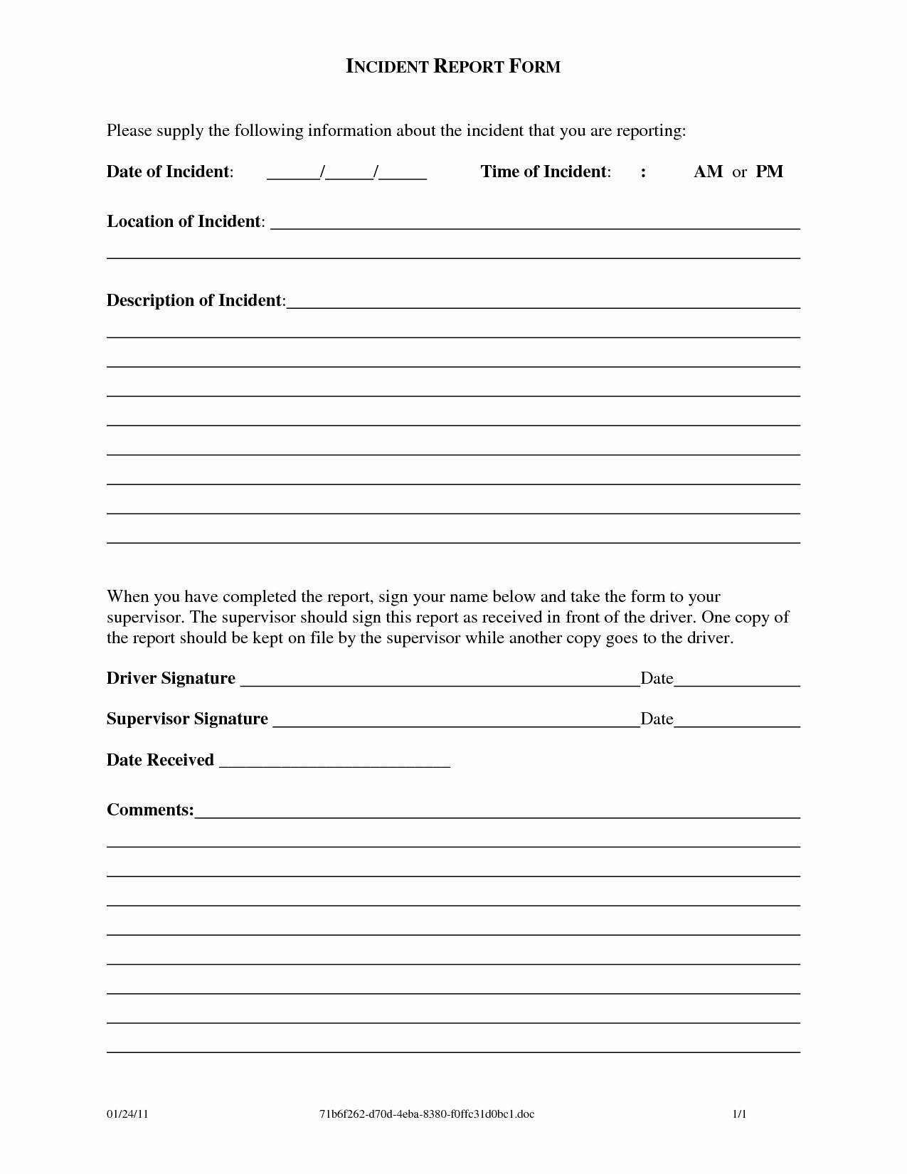 Workplace Incident Report form Template Free Elegant Work Incident Report Template