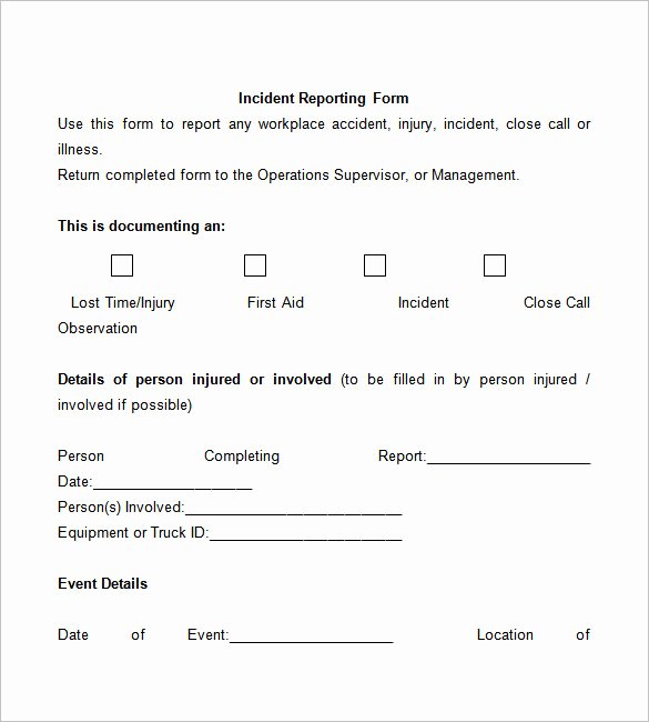 Workplace Incident Report form Template Free Fresh 50 Incident Report Templates Pdf Docs Apple Pages