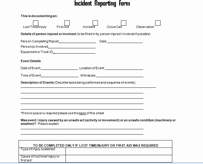 Workplace Incident Report form Template Free Inspirational Get Employee Incident Report form Doc Project Management