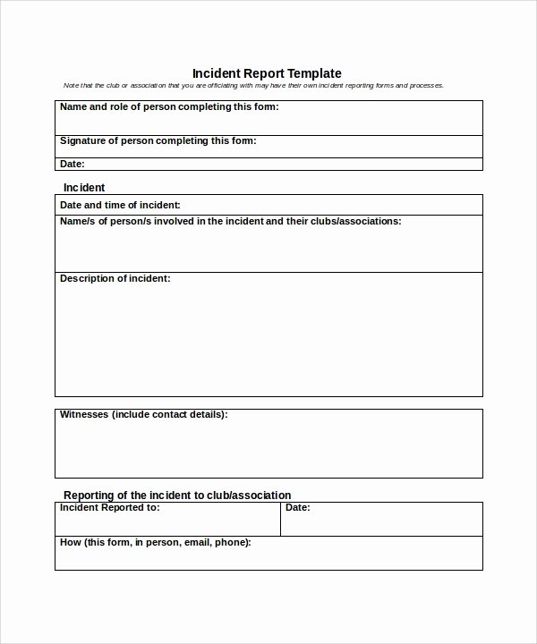 Workplace Incident Report form Template Free Luxury 26 Sample Incident Report Templates