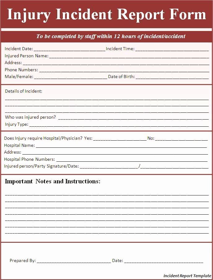 Workplace Incident Report form Template Free New Incident Report Template