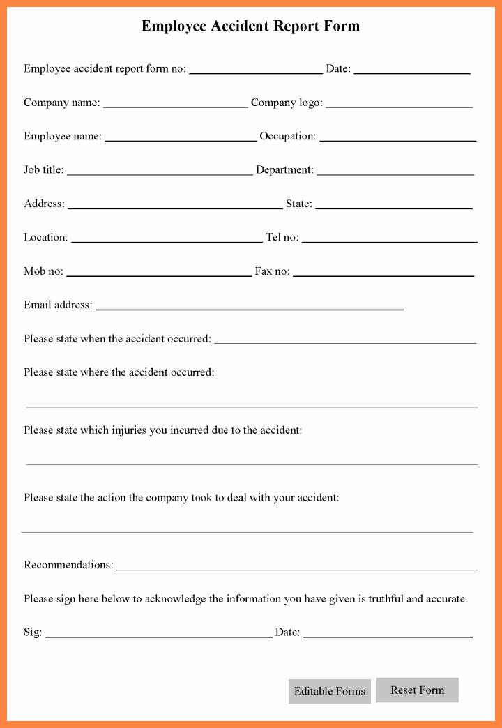 Workplace Incident Report form Template Free Unique 5 Workplace Accident Report form Template