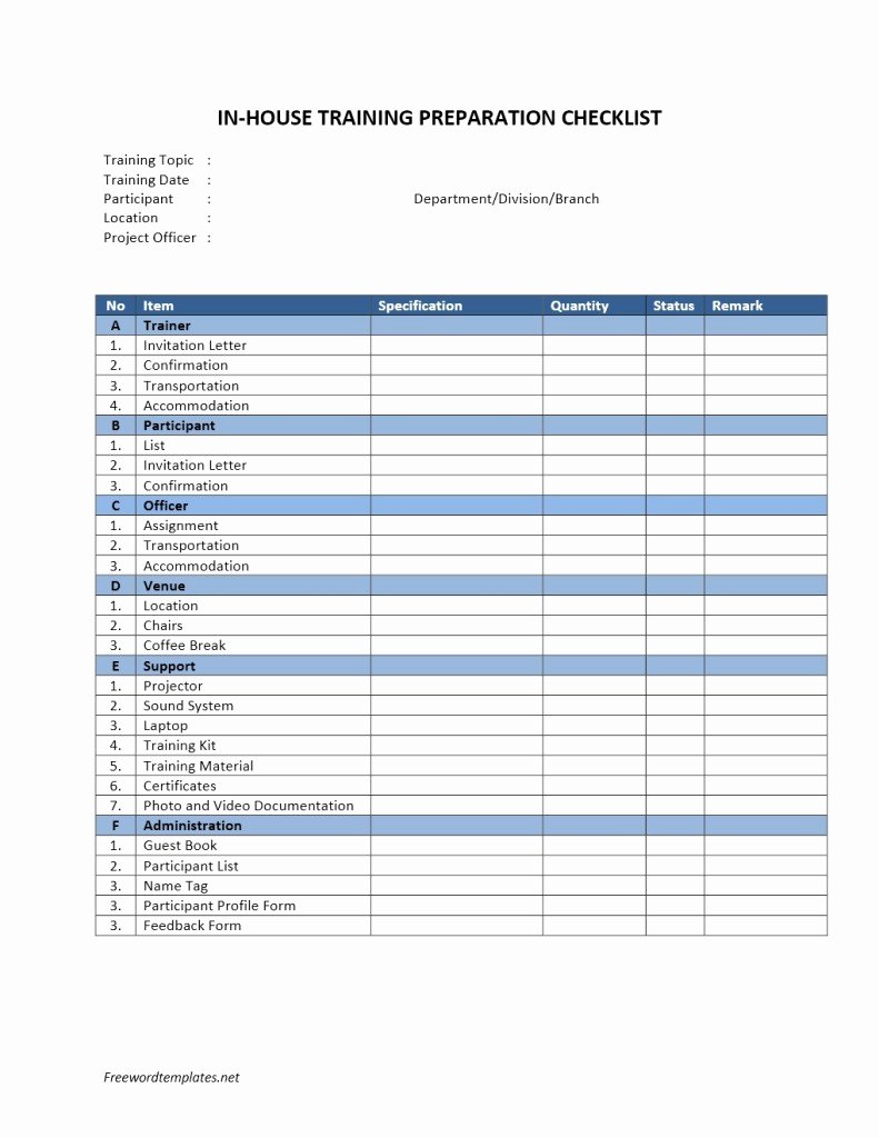 Workshop Planning Checklist Best Of In House Training Preparation Checklist