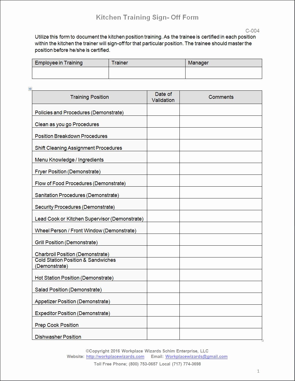 Workshop Planning Checklist Fresh Kitchen Training Checklist Workplace Wizards Restaurant