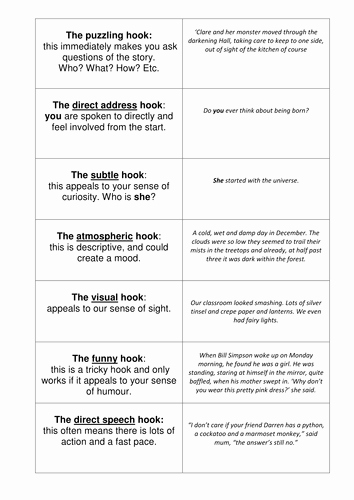 Writing Good Hooks Worksheet Awesome Narrative Hooks by He4therlouise