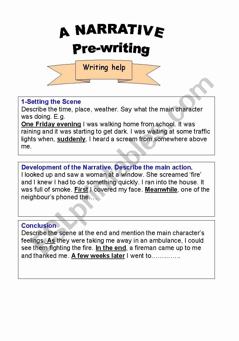 Writing Process Worksheet Pdf Fresh English Worksheets Narrative Writing Text