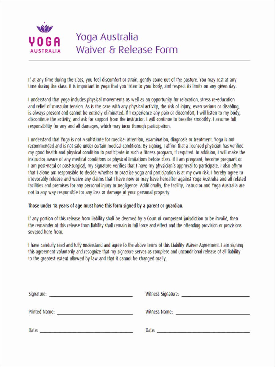 Yoga Release forms Fresh 7 Yoga Waiver form 7 Free Documents In Word Pdf